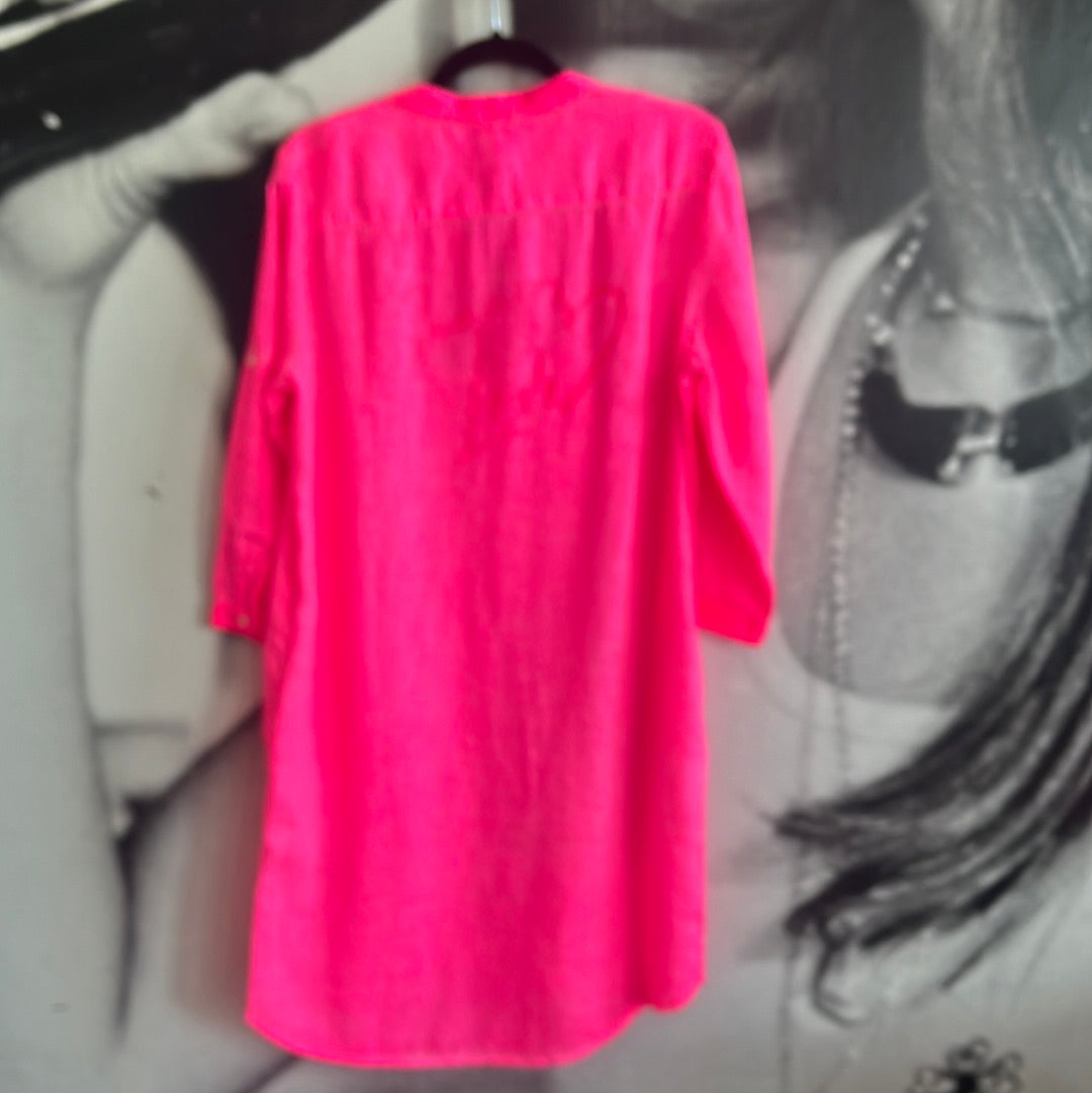 Hemdbluse, Kleid, neonpink, Emily van den Bergh