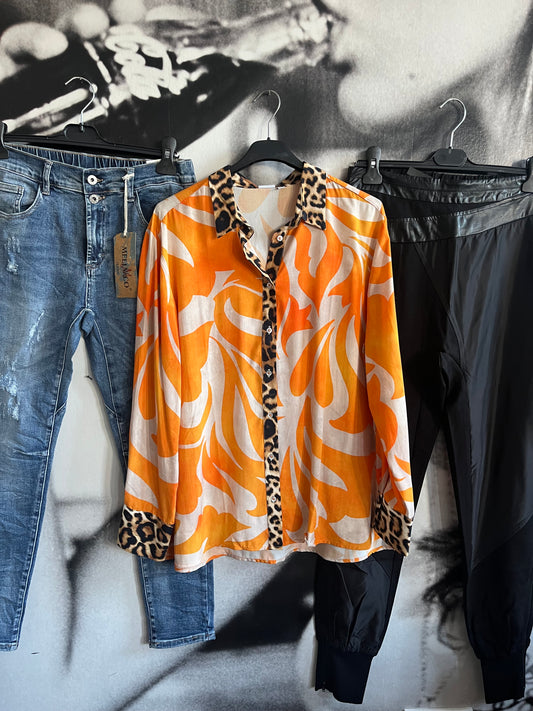 Bluse , Orange/ Leo Emily van den Bergh